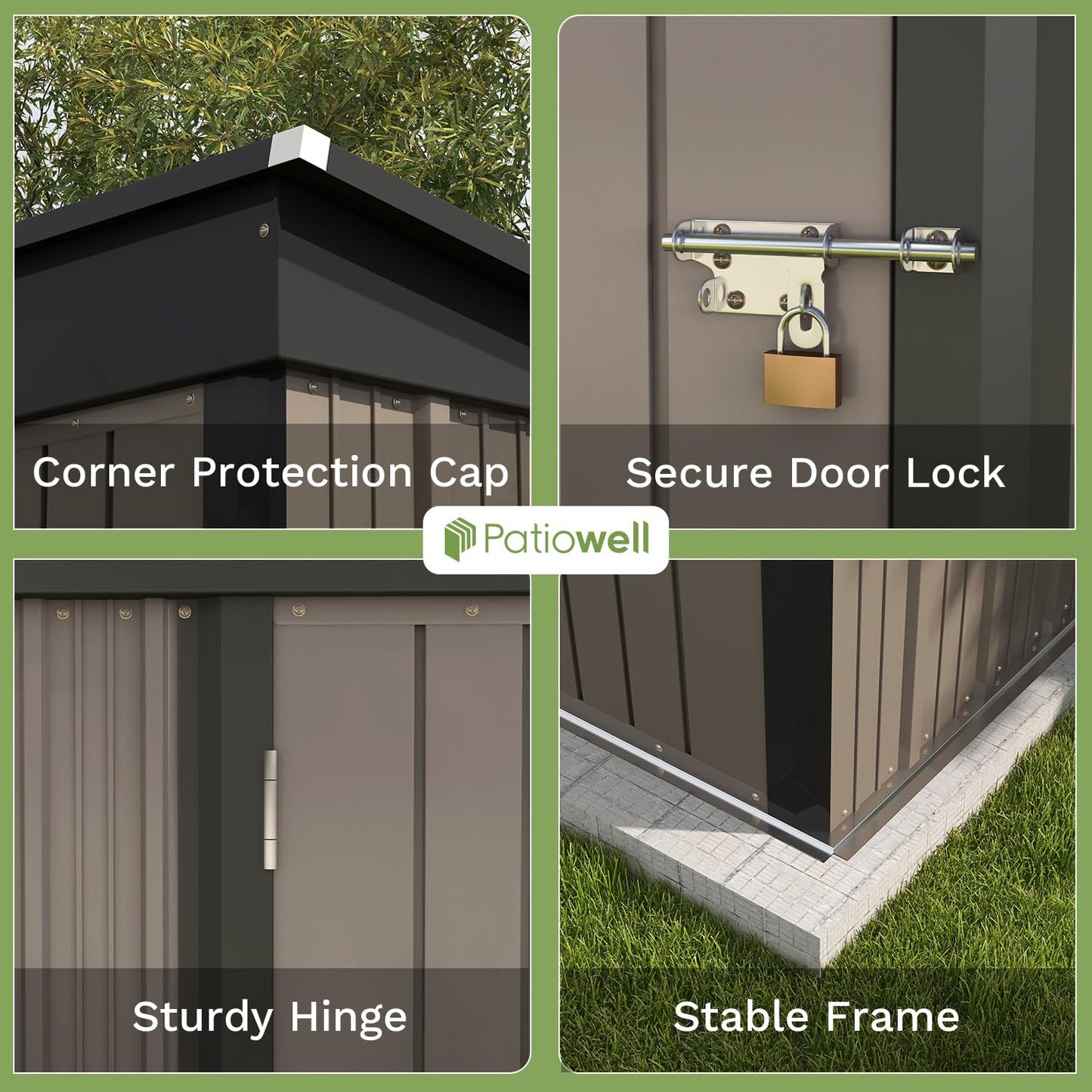 Patiowell 5x3 FT Outdoor Storage Shed, Tool Shed with Sloping Roof and Lockable Door, Metal Shed for Backyard Garden Patio Lawn, Brown - CookCave