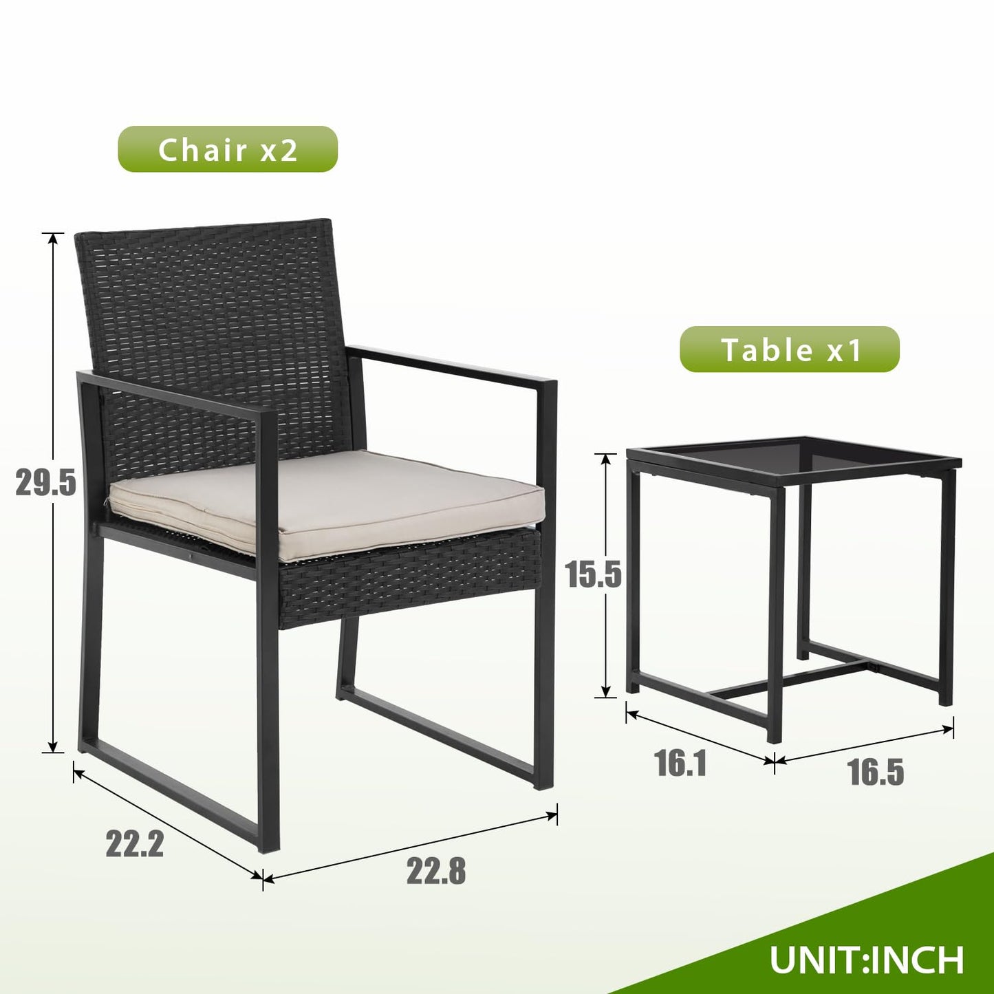 PayLessHere 3 Pieces Wicker Outdoor Furniture Rattan Patio Furniture Set Patio Chairs Balcony Chairs with 2 Outdoor Chairs Coffee Table Cushions for Poolside Balcony Bar Garden,Khaki - CookCave