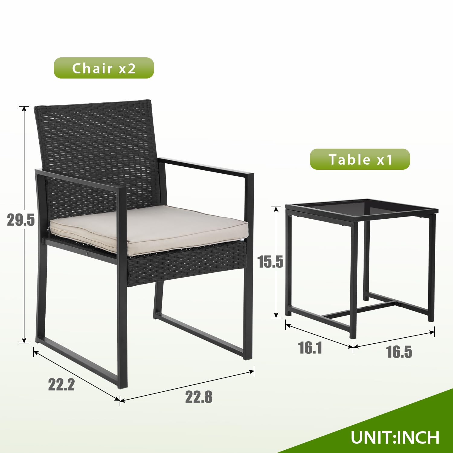 PayLessHere 3 Pieces Wicker Outdoor Furniture Rattan Patio Furniture Set Patio Chairs Balcony Chairs with 2 Outdoor Chairs Coffee Table Cushions for Poolside Balcony Bar Garden,Khaki - CookCave