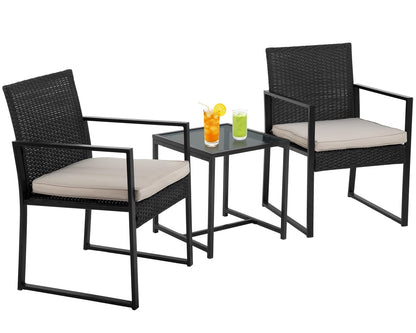 PayLessHere 3 Pieces Wicker Outdoor Furniture Rattan Patio Furniture Set Patio Chairs Balcony Chairs with 2 Outdoor Chairs Coffee Table Cushions for Poolside Balcony Bar Garden,Khaki - CookCave