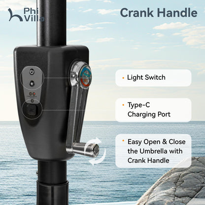 PHI VILLA 13ft Large Patio Umbrella with Solar Lights, Double-Sided Outdoor Market Rectangle Umbrella with 120 PCS LED Lights, Beige (No Base) - CookCave