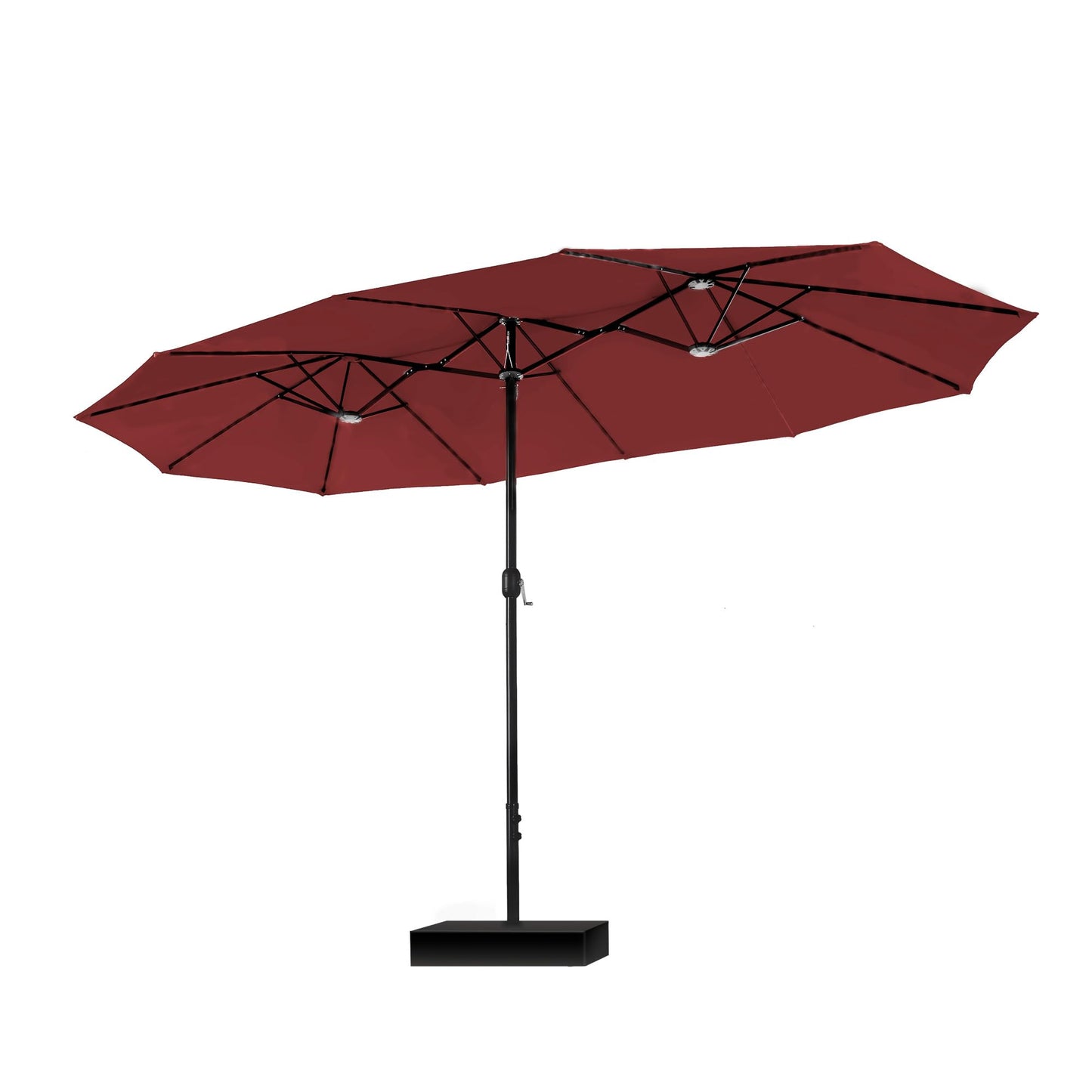 PHI VILLA 15ft Patio Umbrella Double-Sided Outdoor Market Extra Large Umbrella with Crank, Umbrella Base Included (Dark Red) - CookCave