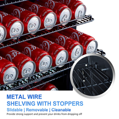 Phiestina 24 inch Indoor/Outdoor Beverage Refrigerator 175 Cans Built-in/Freestanding Beverage Fridge Cooler Lockable Stainless Steel Door Auto Defrost Quiet For Home/Commercial,6 Removable Shelves - CookCave