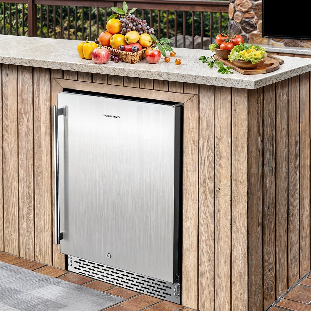 Phiestina 24 inch Indoor/Outdoor Beverage Refrigerator 175 Cans Built-in/Freestanding Beverage Fridge Cooler Lockable Stainless Steel Door Auto Defrost Quiet For Home/Commercial,6 Removable Shelves - CookCave