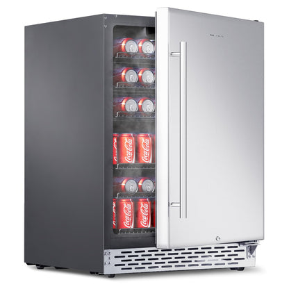 Phiestina 24 inch Indoor/Outdoor Beverage Refrigerator 175 Cans Built-in/Freestanding Beverage Fridge Cooler Lockable Stainless Steel Door Auto Defrost Quiet For Home/Commercial,6 Removable Shelves - CookCave
