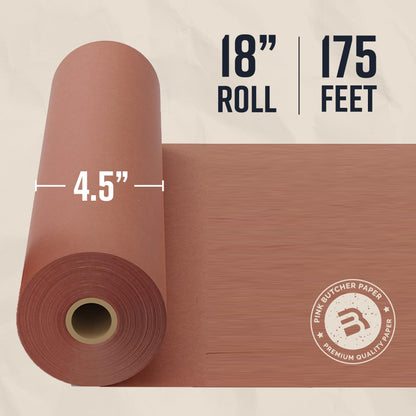 Pink Butcher Paper Roll 18"x175' (2100 Inch) - Food-Grade Peach Butcher Paper for Smoker, BBQ, Grilling, Smoking Meat - USA Made - Unbleached, Uncoated and Unwaxed - CookCave