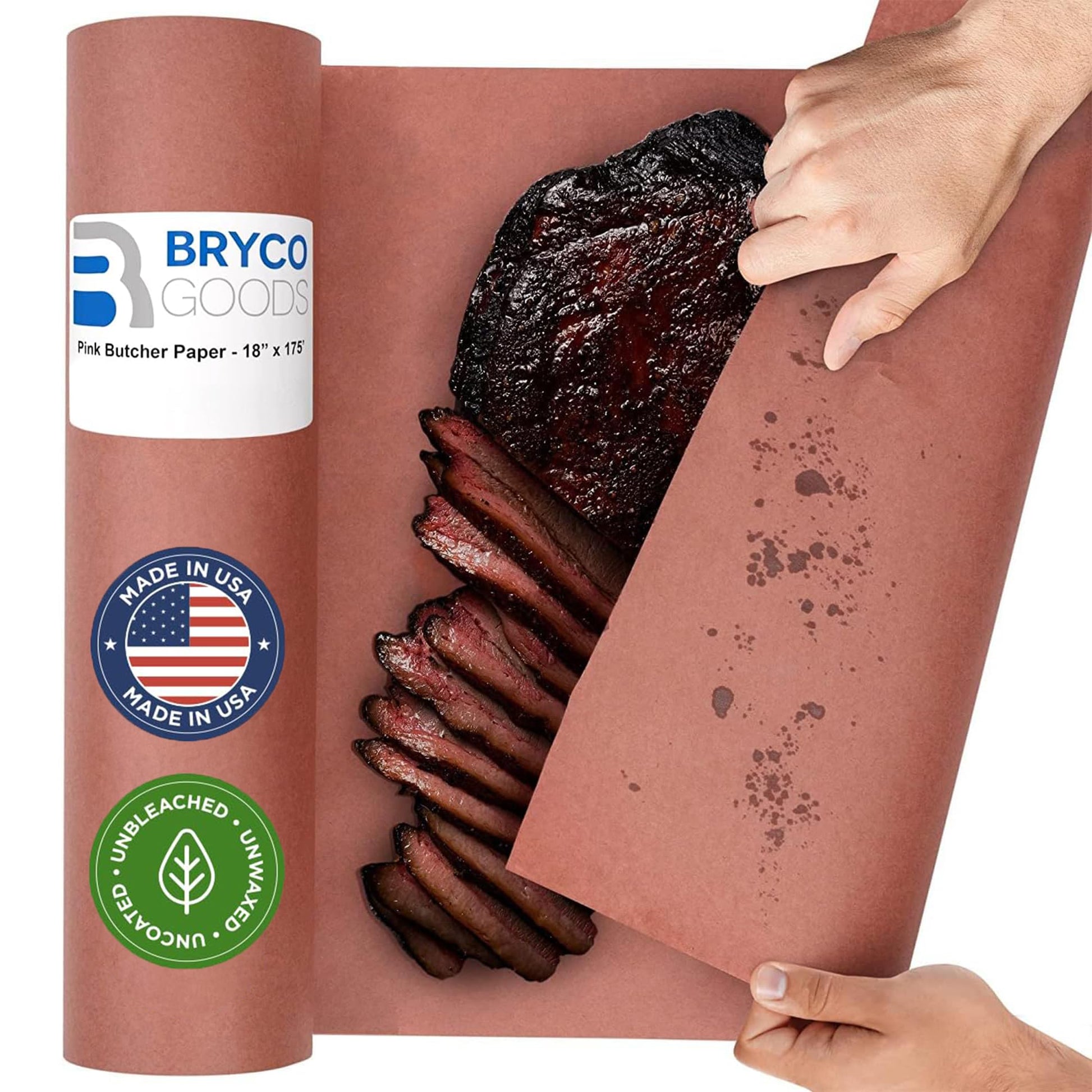 Pink Butcher Paper Roll 18"x175' (2100 Inch) - Food-Grade Peach Butcher Paper for Smoker, BBQ, Grilling, Smoking Meat - USA Made - Unbleached, Uncoated and Unwaxed - CookCave
