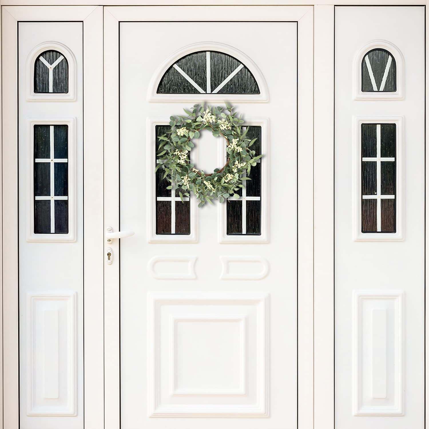 Pinkpum 20'' Eucalyptus Wreath for Front Door, Porch, Window - Green Decor for Home, Farmhouse - Spring, Summer, Fall, All Seasons - CookCave