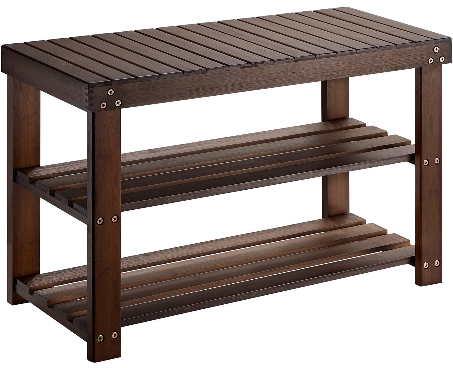 Pipishell Bamboo Shoe Rack Bench, 3 Tier Sturdy Shoe Bench, Storage Shoe Organizer, Holds up to 300lbs for Entryway Bedroom Living Room Balcony, Brown - CookCave