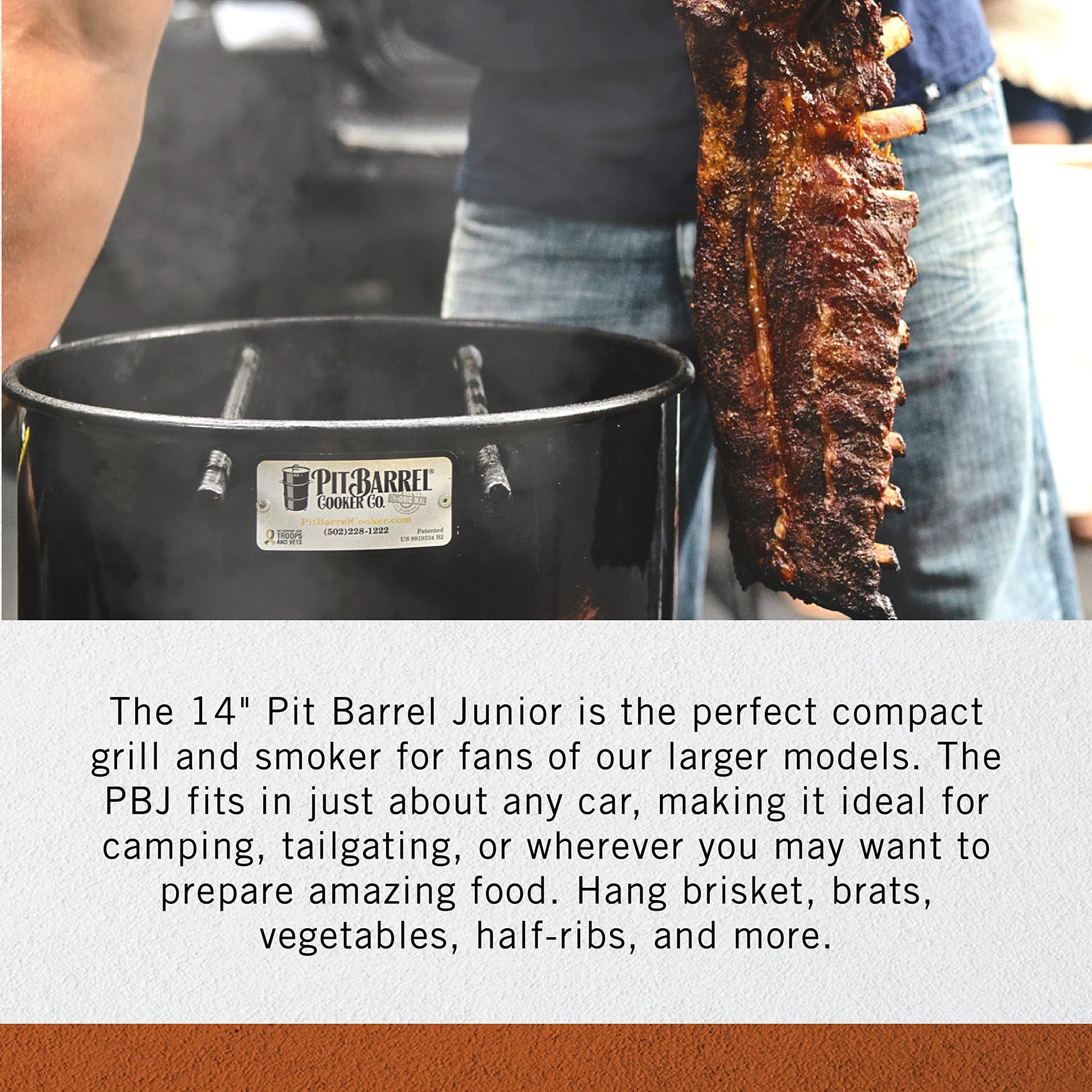 Pit Barrel Cooker Junior Package - 14 Inch Drum Smoker | Porcelain Coated Steel Drum BBQ Grill - CookCave