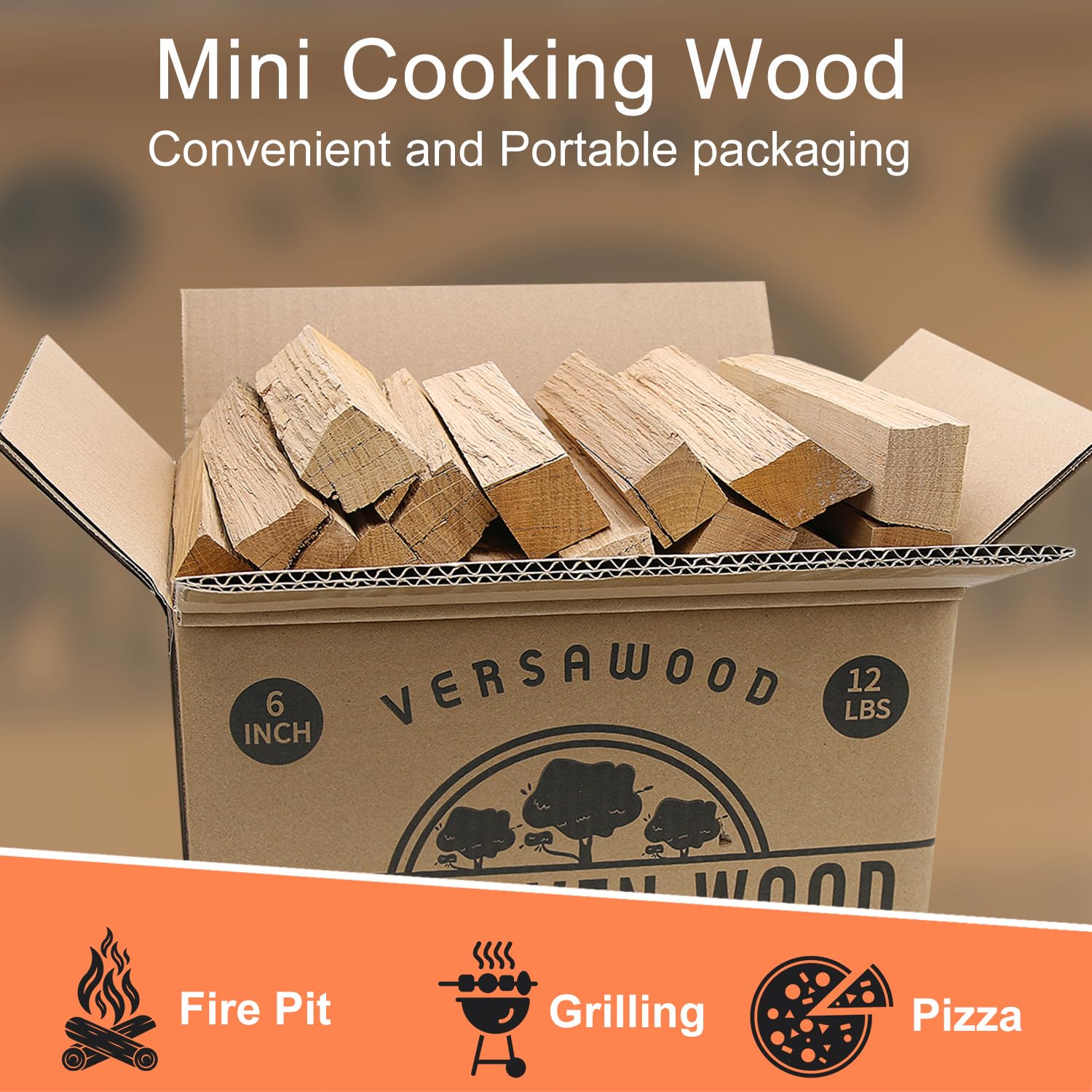 Pizza Oven Wood - Kiln-Dried Oak Wood for Pizza Ovens, 6-Inch Barkless Logs, Ideal for Ooni, Gozney, Solo Stove, and Other Wood-Fired Pizza Ovens, Grills, and Smokers - Approx. 12 lbs - CookCave