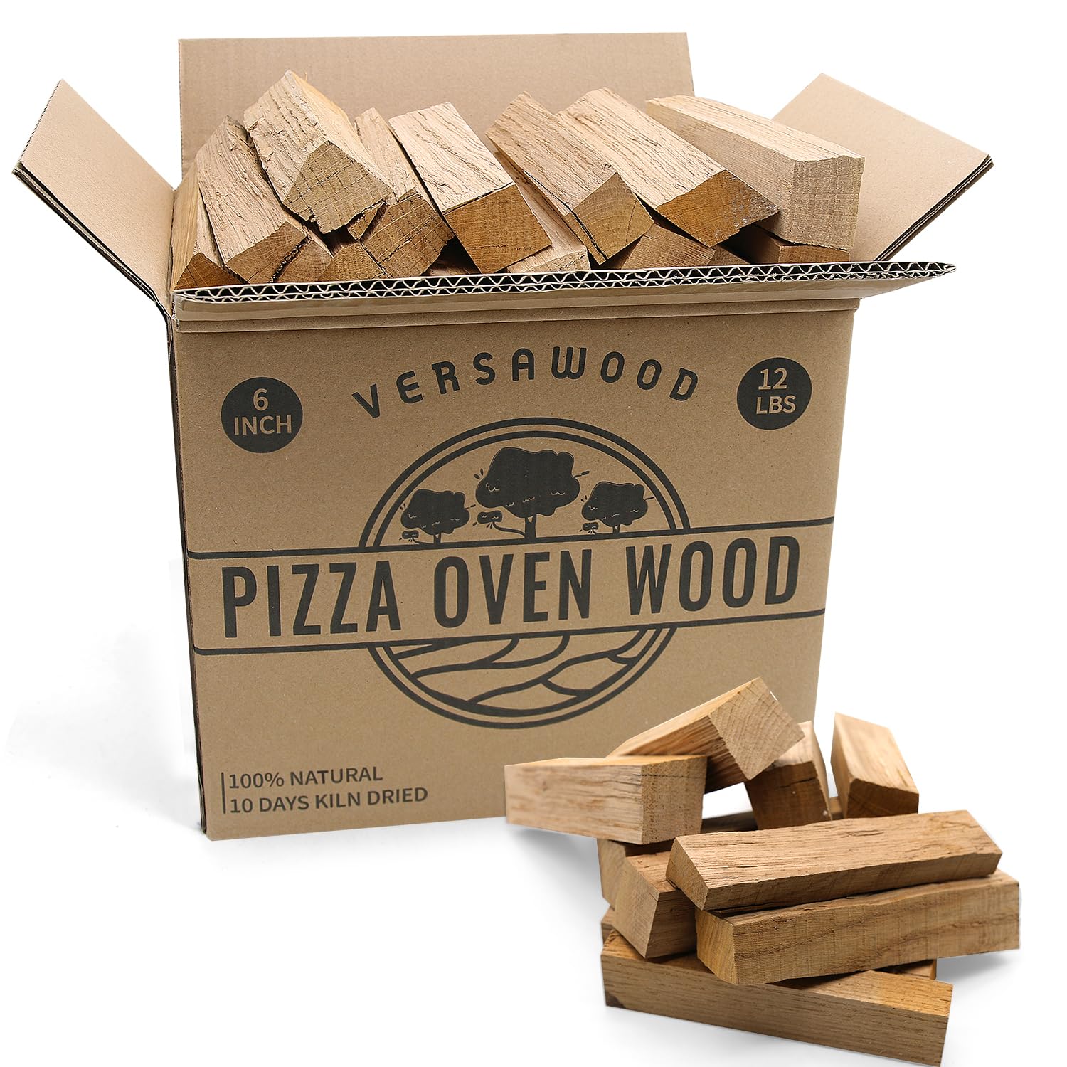 Pizza Oven Wood - Kiln-Dried Oak Wood for Pizza Ovens, 6-Inch Barkless Logs, Ideal for Ooni, Gozney, Solo Stove, and Other Wood-Fired Pizza Ovens, Grills, and Smokers - Approx. 12 lbs - CookCave