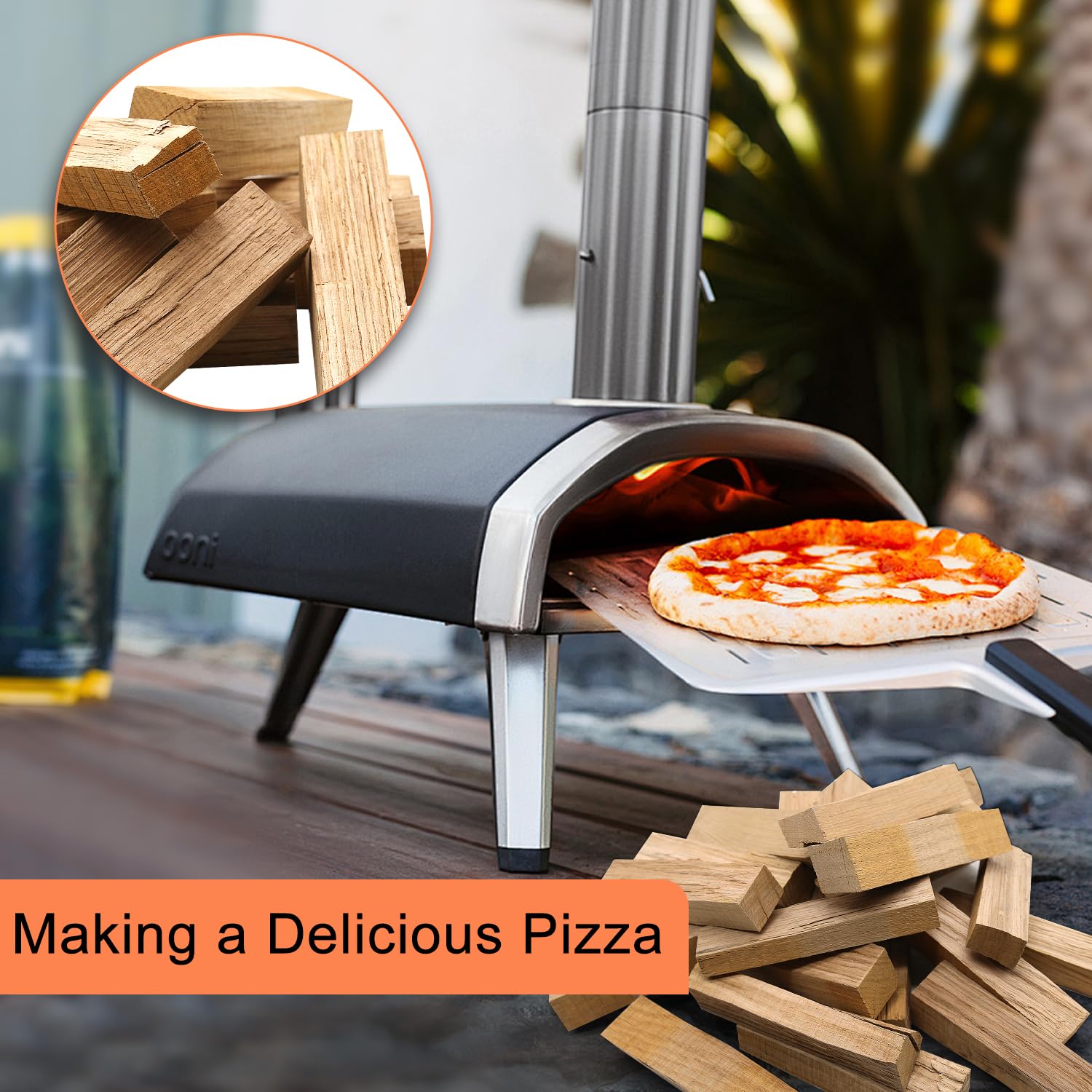 Pizza Oven Wood - Kiln-Dried Oak Wood for Pizza Ovens, 6-Inch Barkless Logs, Ideal for Ooni, Gozney, Solo Stove, and Other Wood-Fired Pizza Ovens, Grills, and Smokers - Approx. 12 lbs - CookCave