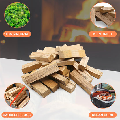Pizza Oven Wood - Kiln-Dried Oak Wood for Pizza Ovens, 6-Inch Barkless Logs, Ideal for Ooni, Gozney, Solo Stove, and Other Wood-Fired Pizza Ovens, Grills, and Smokers - Approx. 12 lbs - CookCave