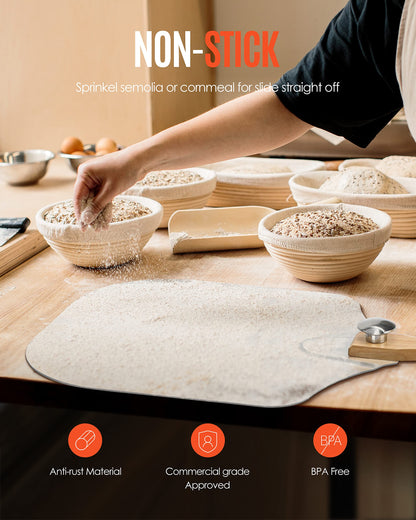 Pizza Peel Aluminum Pizza Spatula, Mooues 12 inch Metal Pizza Paddle(12"x 14")with Rocker Cutter Foldable Wood Handle, [Storage bag included], for Family Pizza Oven Baking Pizza, Dough, Bread & Pastry - CookCave