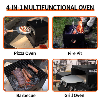 Pizzello Pizza Oven Kit 4 in 1 Multipurpose, Portable Grill Top Pizza Oven for Gas, Wood fire Pit, Pizza Oven Set Including 12" Cordierite Pizza Stone, Pizza Shovel, Cover, Cooking Grill Grate - CookCave