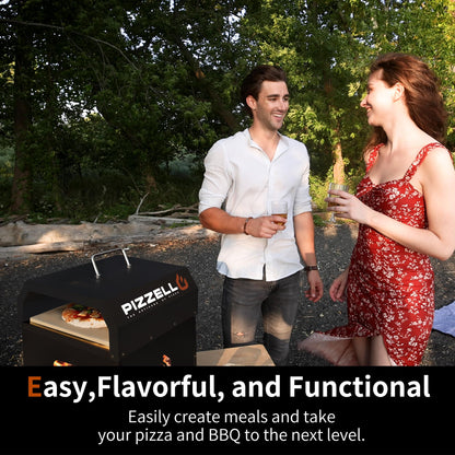 Pizzello Pizza Oven Kit 4 in 1 Multipurpose, Portable Grill Top Pizza Oven for Gas, Wood fire Pit, Pizza Oven Set Including 12" Cordierite Pizza Stone, Pizza Shovel, Cover, Cooking Grill Grate - CookCave