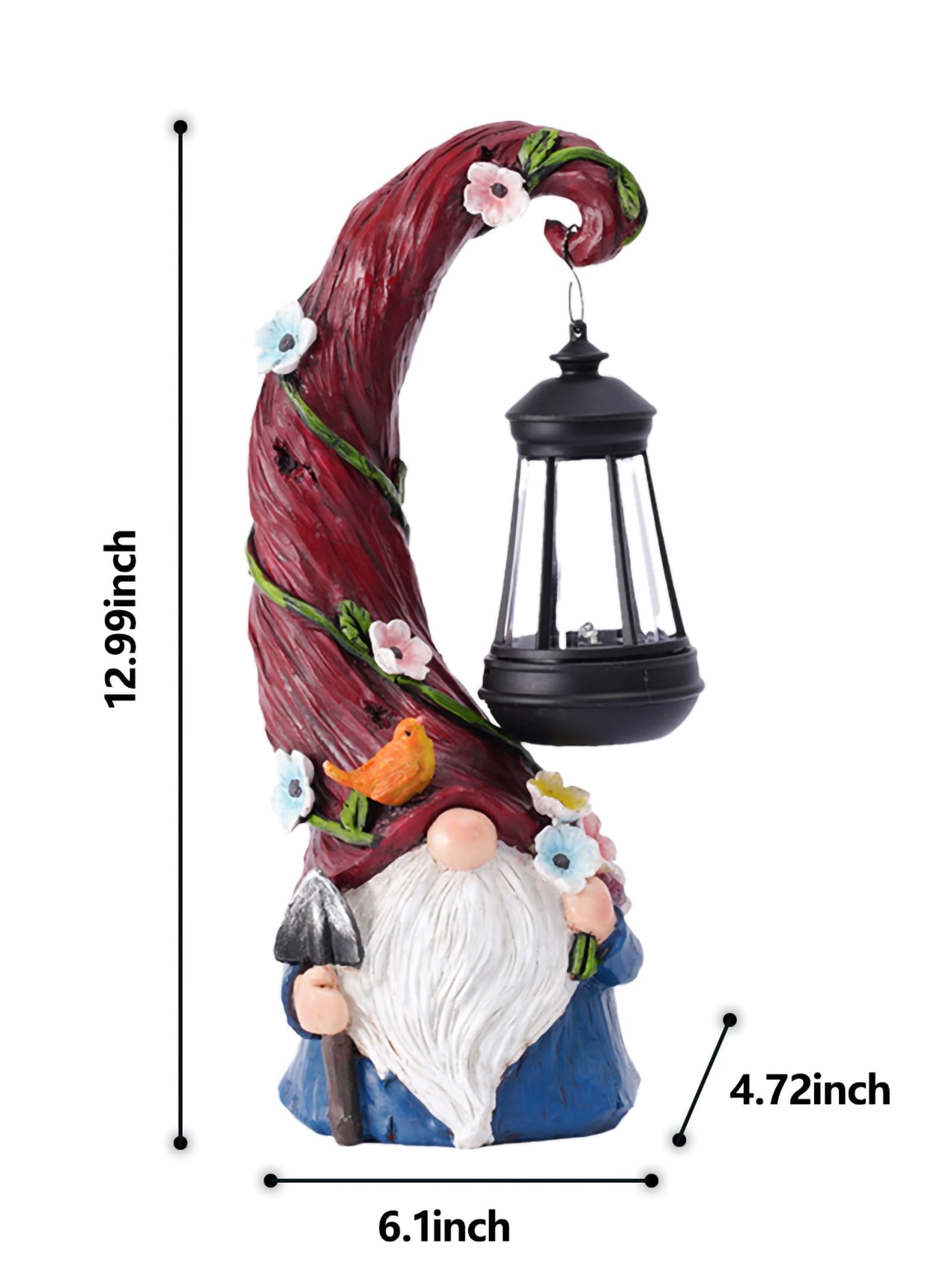 Pohabery Gnome Garden Decor Statue Solar Gnomes Decorations for Yard with Lantern Light Outdoor Decorations for Patio Mom Gift - CookCave