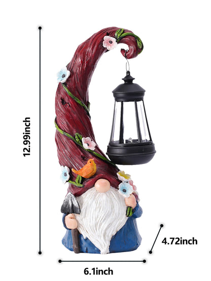Pohabery Gnome Garden Decor Statue Solar Gnomes Decorations for Yard with Lantern Light Outdoor Decorations for Patio Mom Gift - CookCave