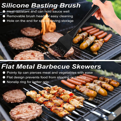 POLIGO 22PCS Heavy Duty BBQ Grill Accessories Set, Non-Slip Grill Tools for Outdoor Grill Set Thicker Stainless Steel Grill Utensils Set, Deluxe Grilling Tools Set in Aluminum Case Ideal Gifts for Men - CookCave