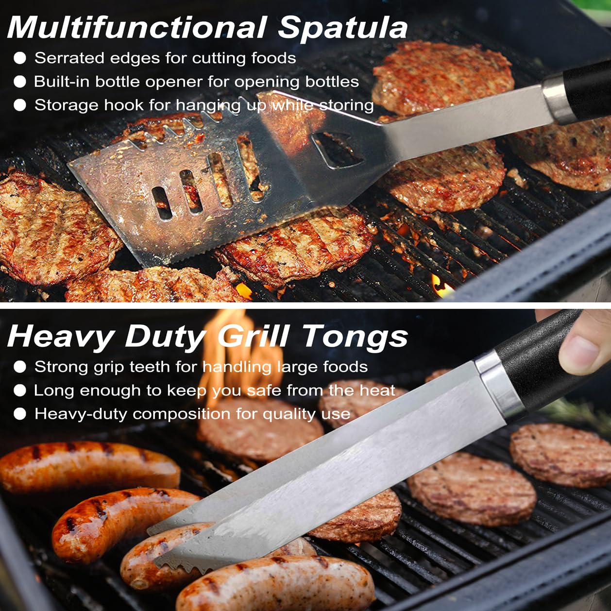 POLIGO 22PCS Heavy Duty BBQ Grill Accessories Set, Non-Slip Grill Tools for Outdoor Grill Set Thicker Stainless Steel Grill Utensils Set, Deluxe Grilling Tools Set in Aluminum Case Ideal Gifts for Men - CookCave