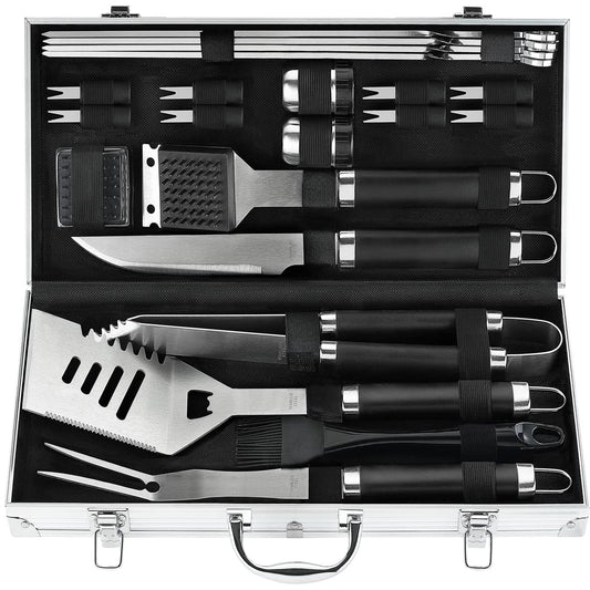POLIGO 22PCS Heavy Duty BBQ Grill Accessories Set, Non-Slip Grill Tools for Outdoor Grill Set Thicker Stainless Steel Grill Utensils Set, Deluxe Grilling Tools Set in Aluminum Case Ideal Gifts for Men - CookCave