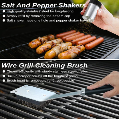 POLIGO 22PCS Heavy Duty BBQ Grill Accessories Set, Non-Slip Grill Tools for Outdoor Grill Set Thicker Stainless Steel Grill Utensils Set, Deluxe Grilling Tools Set in Aluminum Case Ideal Gifts for Men - CookCave