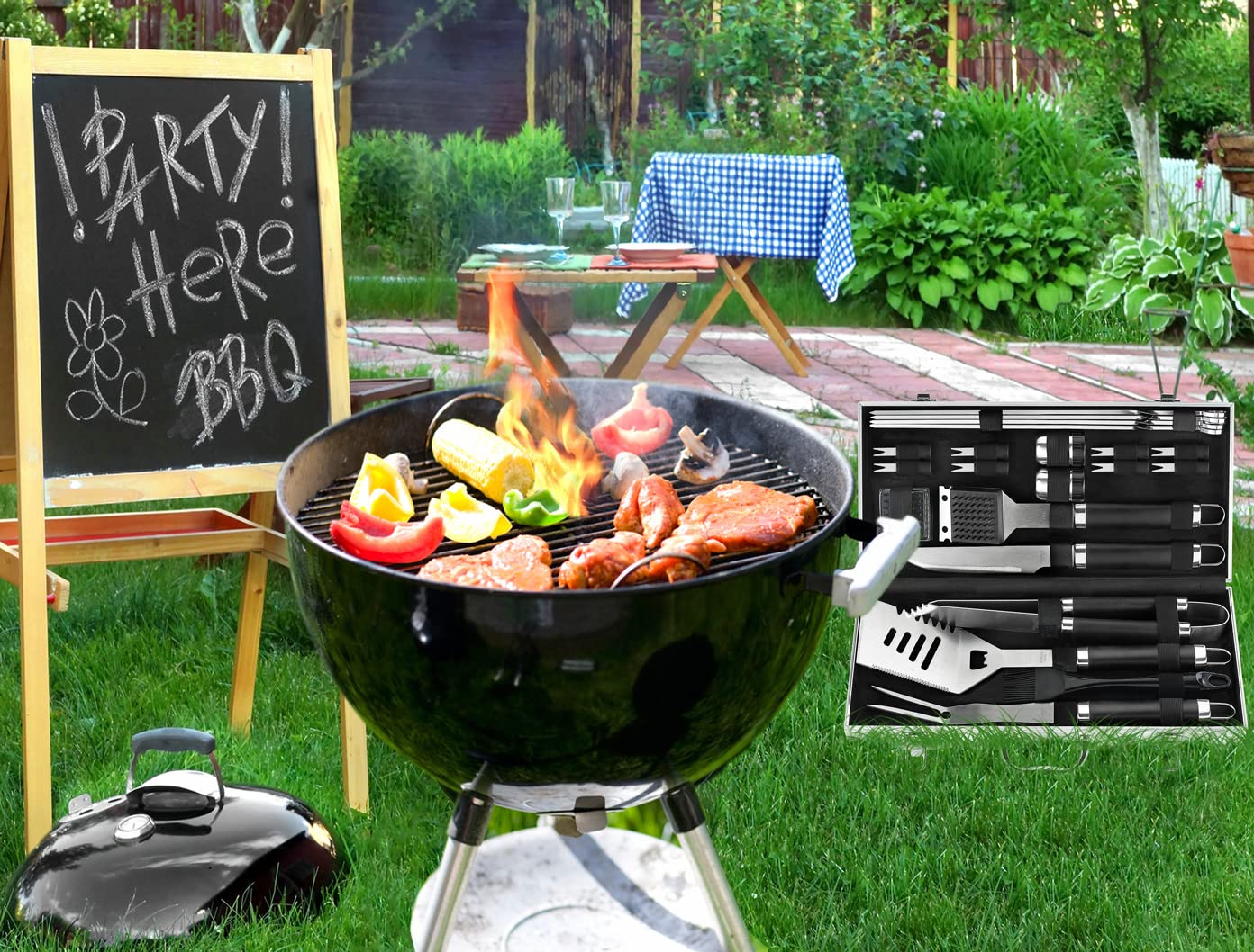 POLIGO 22PCS Heavy Duty BBQ Grill Accessories Set, Non-Slip Grill Tools for Outdoor Grill Set Thicker Stainless Steel Grill Utensils Set, Deluxe Grilling Tools Set in Aluminum Case Ideal Gifts for Men - CookCave