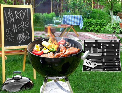 POLIGO 22PCS Heavy Duty BBQ Grill Accessories Set, Non-Slip Grill Tools for Outdoor Grill Set Thicker Stainless Steel Grill Utensils Set, Deluxe Grilling Tools Set in Aluminum Case Ideal Gifts for Men - CookCave