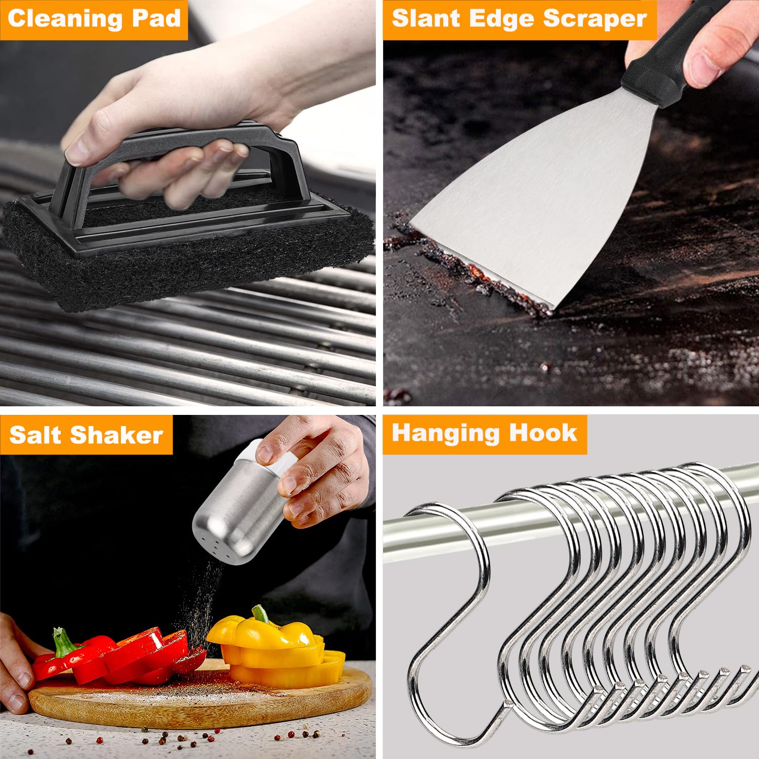 POLIGO 28PCS Griddle Accessories Kit, Flat Top Grill Accessories Set for Camp Chef, Grill Spatula Set with Enlarged Spatulas, Basting Cover, Scraper for Cooking Indoor or Outdoor Barbecue - CookCave