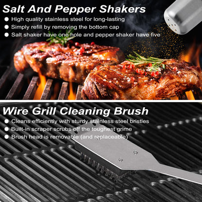 POLIGO 29 PCS BBQ Grill Accessories Stainless Steel BBQ Tools Grilling Tools Set with Storage Bag for Fathers Day Dads Birthday Presents - Camping Grill Utensils Set Ideal Grilling Gifts for Men Women - CookCave