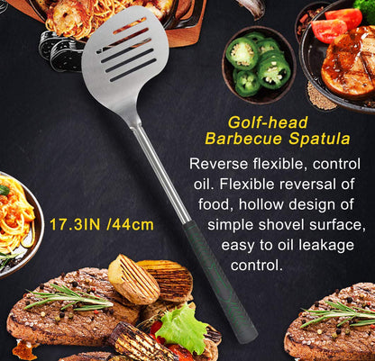 POLIGO 7PCS Golf-Club Style BBQ Tools Set Grilling Tools with Rubber Handle - Stainless Steel Grill Accessories for Outdoor Grill Set Premium Grill Utensils Set Christmas Birthday Gifts for Men Dad - CookCave