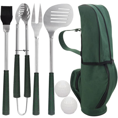POLIGO 7PCS Golf-Club Style BBQ Tools Set Grilling Tools with Rubber Handle - Stainless Steel Grill Accessories for Outdoor Grill Set Premium Grill Utensils Set Christmas Birthday Gifts for Men Dad - CookCave