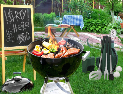 POLIGO 7PCS Golf-Club Style BBQ Tools Set Grilling Tools with Rubber Handle - Stainless Steel Grill Accessories for Outdoor Grill Set Premium Grill Utensils Set Christmas Birthday Gifts for Men Dad - CookCave