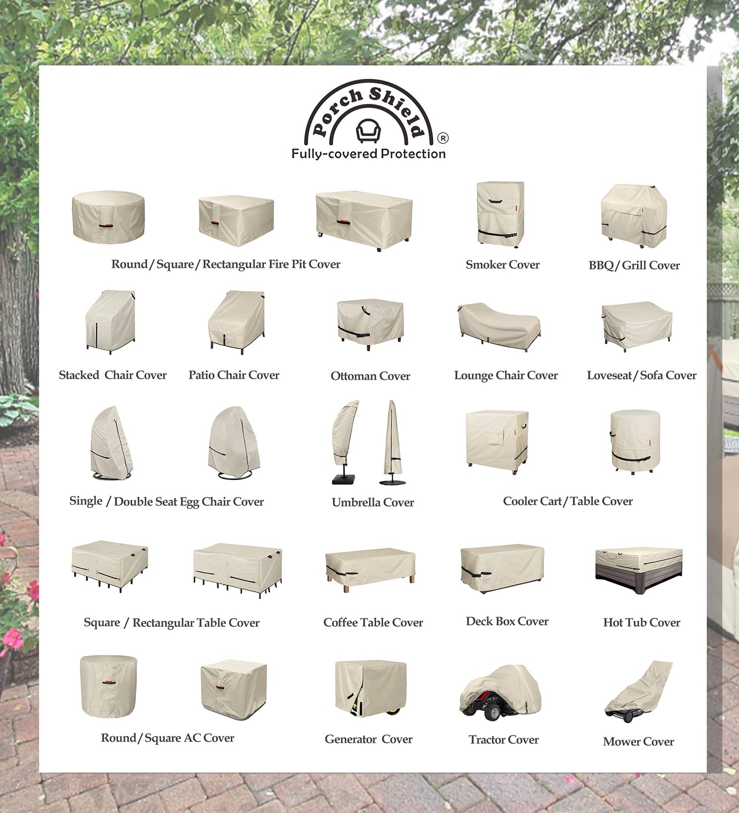 Porch Shield 62W x 24D x 48H inch Premium Gas Grill Cover Up to 60 inch, Waterproof and Fade Resistant 600D BBQ Covers for Weber, Brinkmann, Char-Broil and More, Light Tan - CookCave