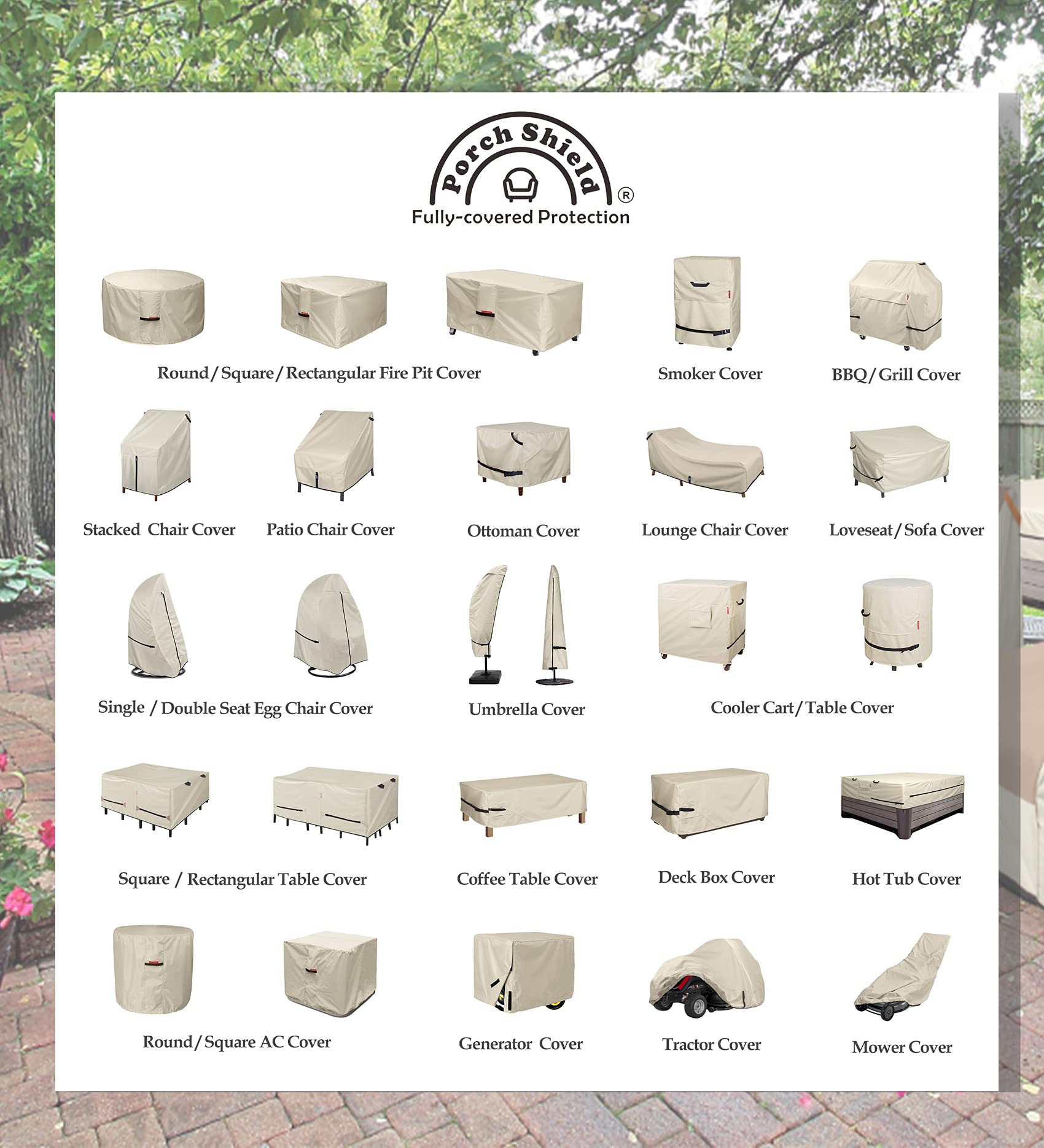 Porch Shield 62W x 24D x 48H inch Premium Gas Grill Cover Up to 60 inch, Waterproof and Fade Resistant 600D BBQ Covers for Weber, Brinkmann, Char-Broil and More, Light Tan - CookCave