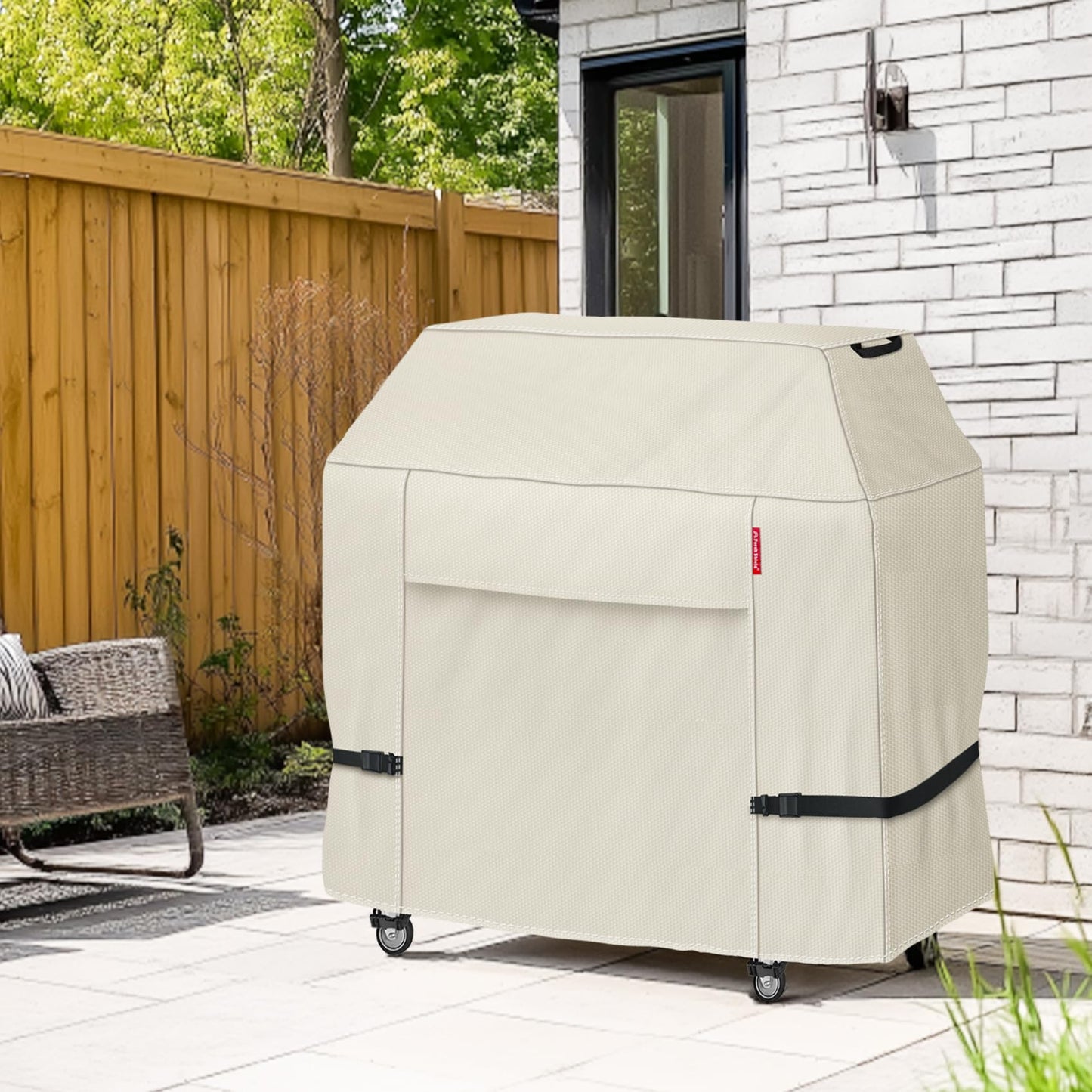 Porch Shield 62W x 24D x 48H inch Premium Gas Grill Cover Up to 60 inch, Waterproof and Fade Resistant 600D BBQ Covers for Weber, Brinkmann, Char-Broil and More, Light Tan - CookCave