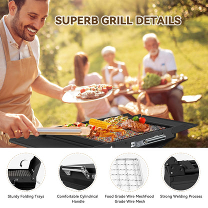 Portable Charcoal Grill Foldable Grills BBQ Grill Charcoal Small Grill for Travel, Camping, Outdoor Cooking, Backyard, Hiking, Patio Garden, Picnics, Black - CookCave