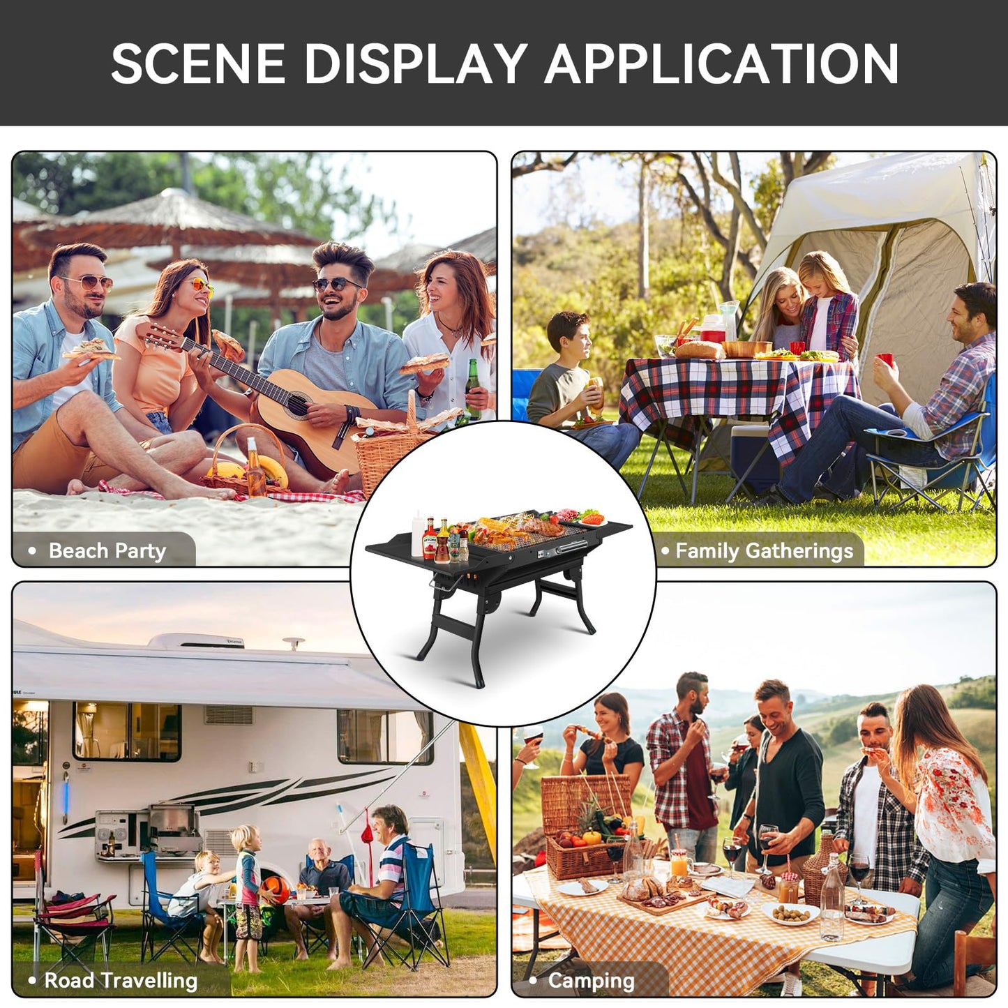 Portable Charcoal Grill Foldable Grills BBQ Grill Charcoal Small Grill for Travel, Camping, Outdoor Cooking, Backyard, Hiking, Patio Garden, Picnics, Black - CookCave