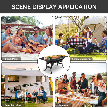 Portable Charcoal Grill Foldable Grills BBQ Grill Charcoal Small Grill for Travel, Camping, Outdoor Cooking, Backyard, Hiking, Patio Garden, Picnics, Black - CookCave