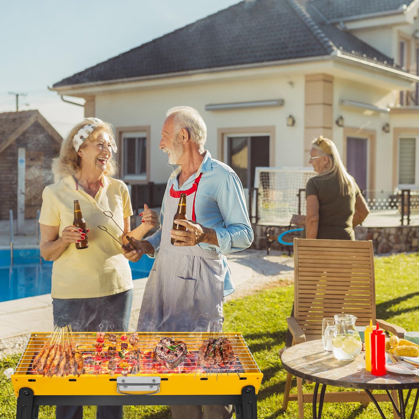 Portable Charcoal Grill, Portable Tabletop BBQ for Outdoor Cooking | Compact Folding Grill for Camping, Hiking, Picnics & Travel | 24”x13”x9” Lightweight Smoky Flavor Grill - CookCave