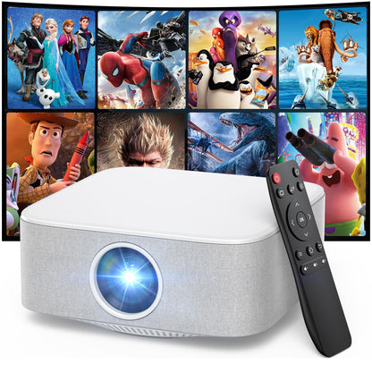 Portable Mini Projector with Electric Focus, NICPOW Full HD 1080P Projector, Bluetooth Movie Projector with Auto Keystone, Two-Way Bluetooth, Ideal for Indoor Outdoor Use, White - CookCave