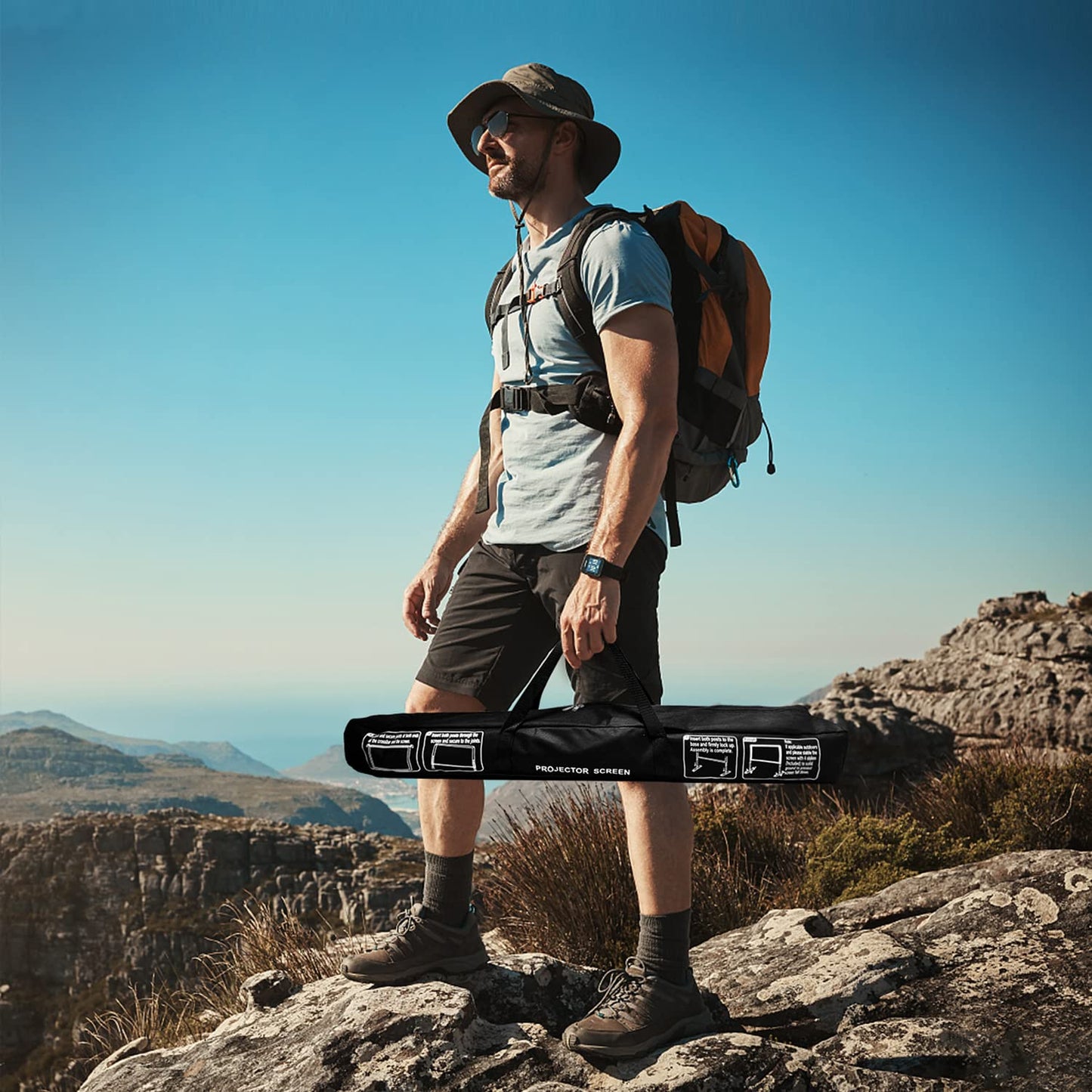 Portable Projector Screen Outdoor Movie: Foldable Rear 4K Projection Screens Stand for Camping Travel Backyard Video 100 inch - CookCave