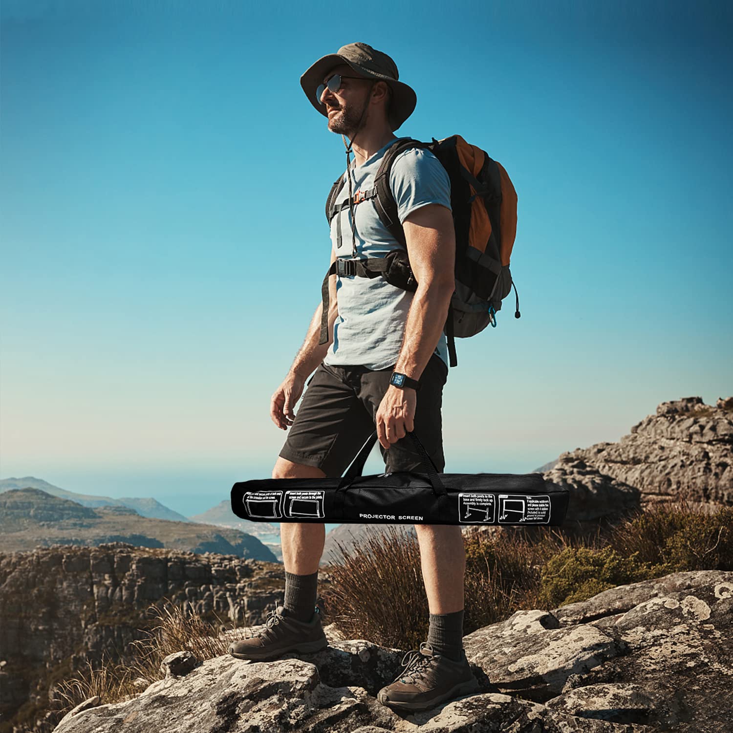 Portable Projector Screen Outdoor Movie: Foldable Rear 4K Projection Screens Stand for Camping Travel Backyard Video 100 inch - CookCave