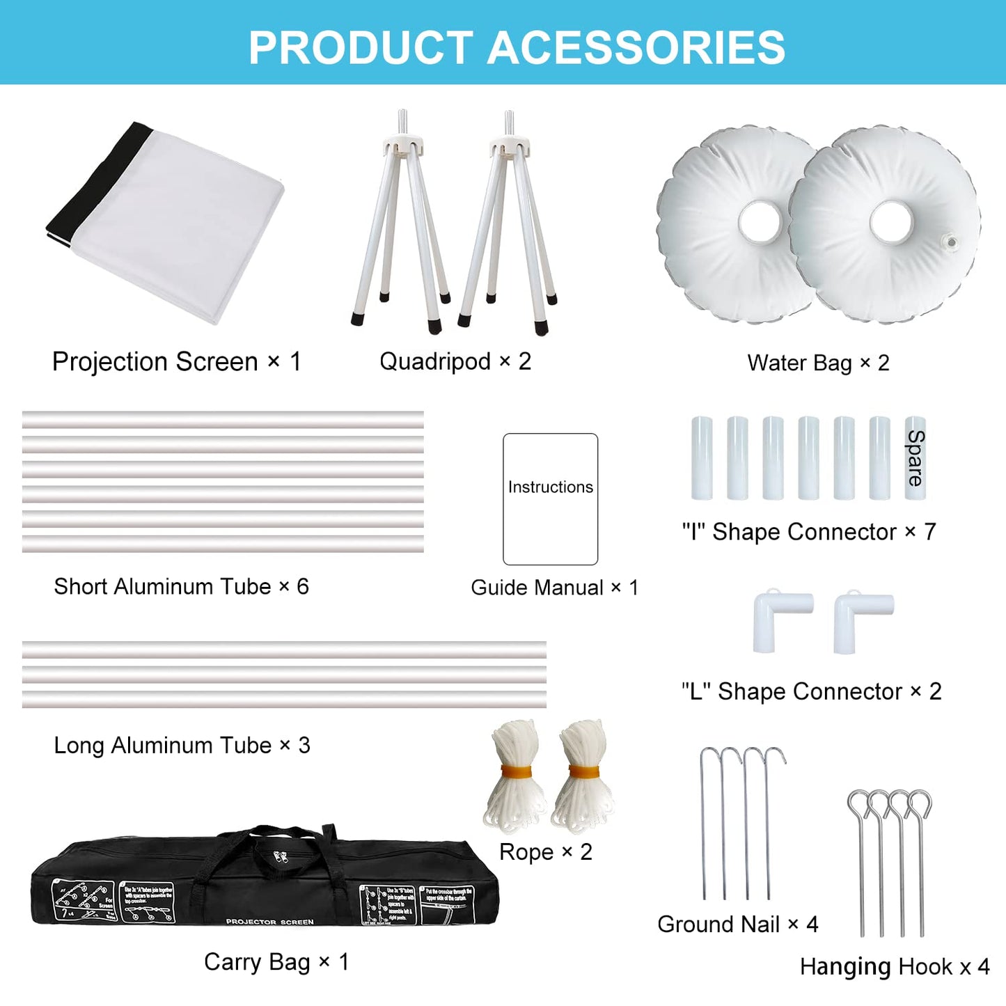 Portable Projector Screen Outdoor Movie: Foldable Rear 4K Projection Screens Stand for Camping Travel Backyard Video 100 inch - CookCave