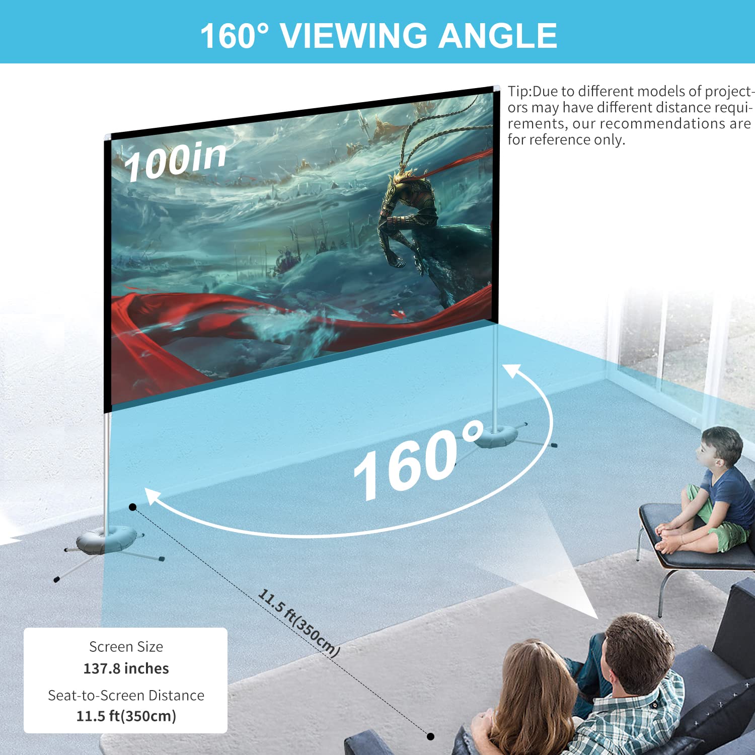 Portable Projector Screen Outdoor Movie: Foldable Rear 4K Projection Screens Stand for Camping Travel Backyard Video 100 inch - CookCave