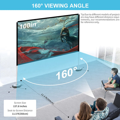 Portable Projector Screen Outdoor Movie: Foldable Rear 4K Projection Screens Stand for Camping Travel Backyard Video 100 inch - CookCave