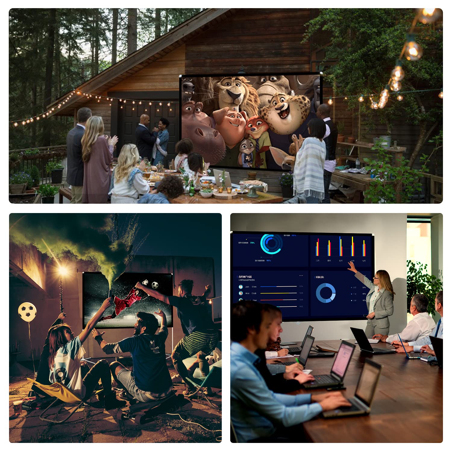 Portable Projector Screen Outdoor Movie: Foldable Rear 4K Projection Screens Stand for Camping Travel Backyard Video 100 inch - CookCave