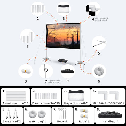 Portable Projector Screen with Stand Outdoor: Camping Projection Screen 80 inch 4K Movie Screen for Home Backyard Indoor 16:9 HD Night - CookCave