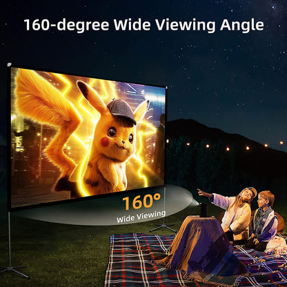 Portable Projector Screen with Stand Outdoor: Camping Projection Screen 80 inch 4K Movie Screen for Home Backyard Indoor 16:9 HD Night - CookCave